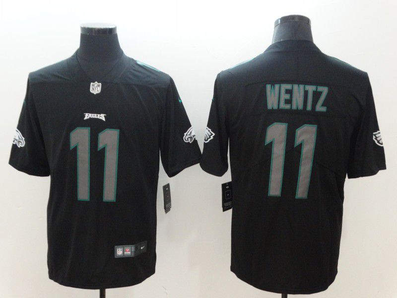 Men Philadelphia Eagles 11 Wentz Nike Fashion Impact Black Color Rush Limited NFL Jerseys
